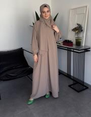 bej şallı namaz elbisesi
