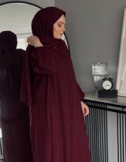 bordo şallı namaz elbisesi