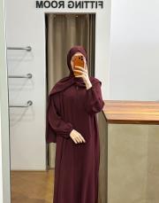 bordo şallı namaz elbisesi 10