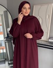 bordo şallı namaz elbisesi 2