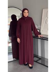 bordo şallı namaz elbisesi 4