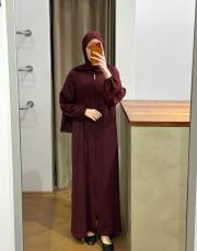 bordo şallı namaz elbisesi 5
