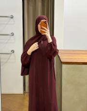 bordo şallı namaz elbisesi 6