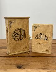 gold isme özel ahşap muhafazalı kadife kaplı lüks kuran ( orta boy ) 4