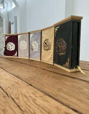 gold isme özel ahşap muhafazalı kadife kaplı lüks kuran ( orta boy ) 5