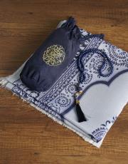 lacivert nakış işlemeli silindir keseli seccade 5