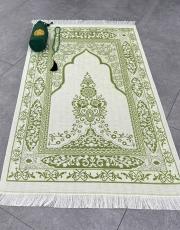 yeşil nakış işlemeli silindir keseli seccade 4