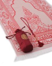 bordo nakış işlemeli silindir keseli seccade