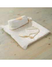 ekru nakış işlemeli silindir keseli seccade 2