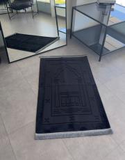 siyah deri astarlı peluş lüks seccade 2 3