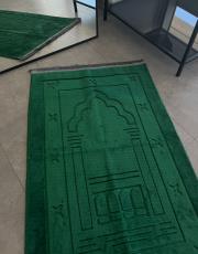 yeşil deri astarlı peluş lüks seccade 2 3