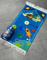 mavi isme özel çocuk seccade seti büyük boy rocket dizayn 3