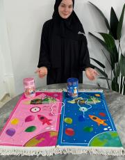 mavi isme özel çocuk seccade seti büyük boy rocket dizayn 4